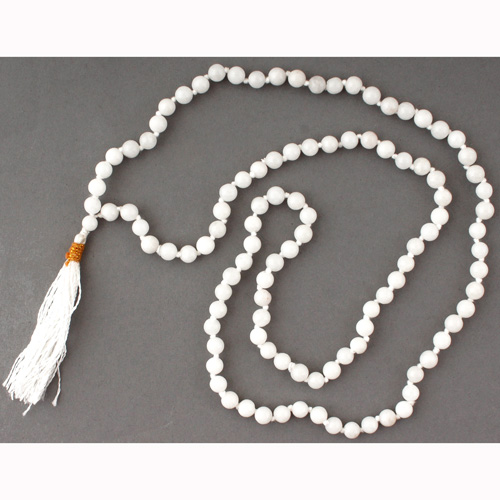 Meditationszubehör / Malas / Achat Mala weiss, 6 mm